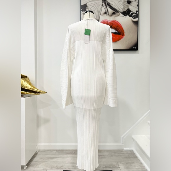 Stella McCartney Lightweight Plisse Knit Maxi White Dress - Picture 9 of 16